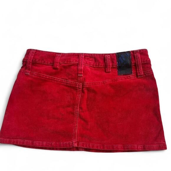 Miss Sixty Red Mini Skirt Y2K Low Rise Stretch Corduroy Micro Skirt 2000s - Picture 2 of 6